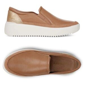 🆕 VIONIC The Kearny Platform Sneaker Slip On Tan Leather Brown Orthotic 10 NIB